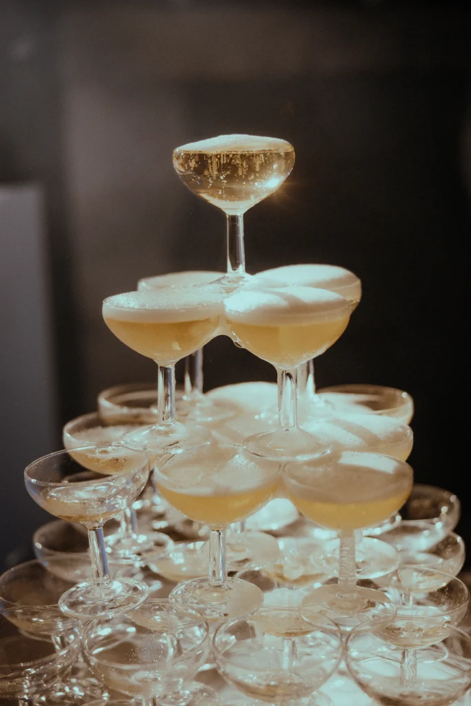 Eclairage de fontaine à champagne prestation mariage 